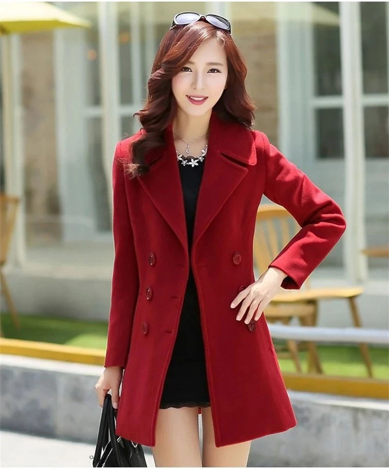 Fashion 2023 Winter Jacket Womens Wool Coat Solid Double Breasted Woolen Korean Slim Female Jacket Elegant Loose Outerwear