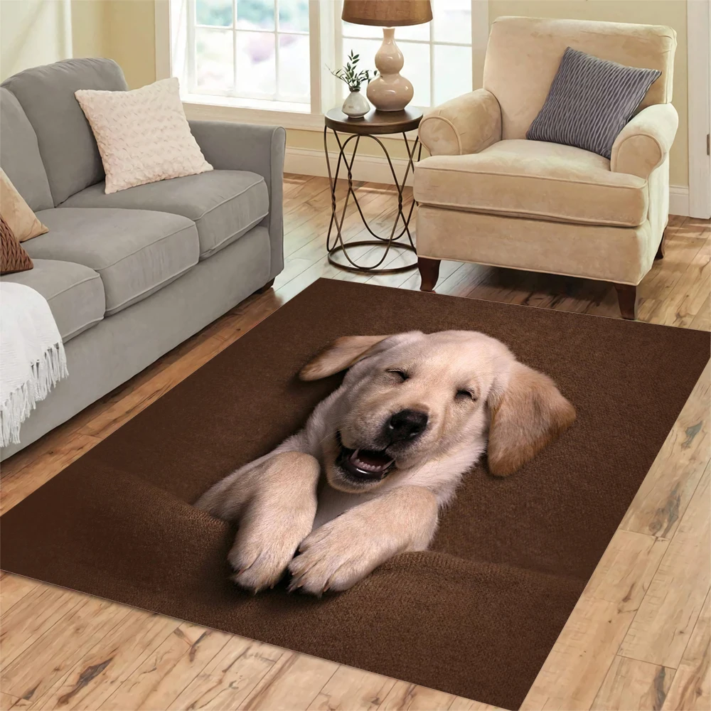 Cloocl nova moda tapete labrador padrão impressão de um lado para sala de estar bonito engraçado animal tapete flanela