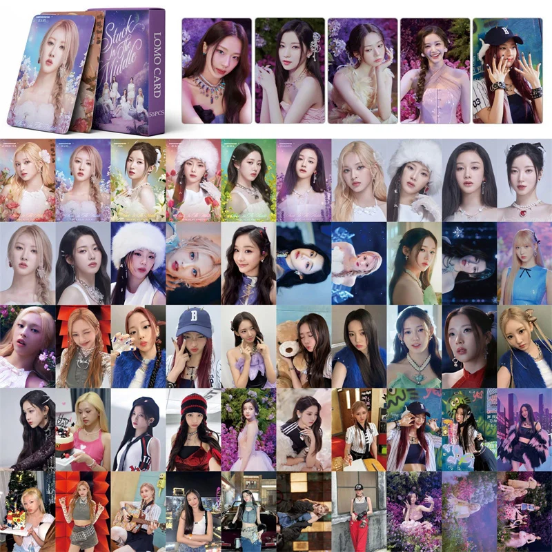 KPOP 55pcs/set Baby Monster Album Stuck In The Middle LOMO Card RAMI AHYEON HARAM RORA PHARITA CHIQUITA RUKA Postcard Photo Card