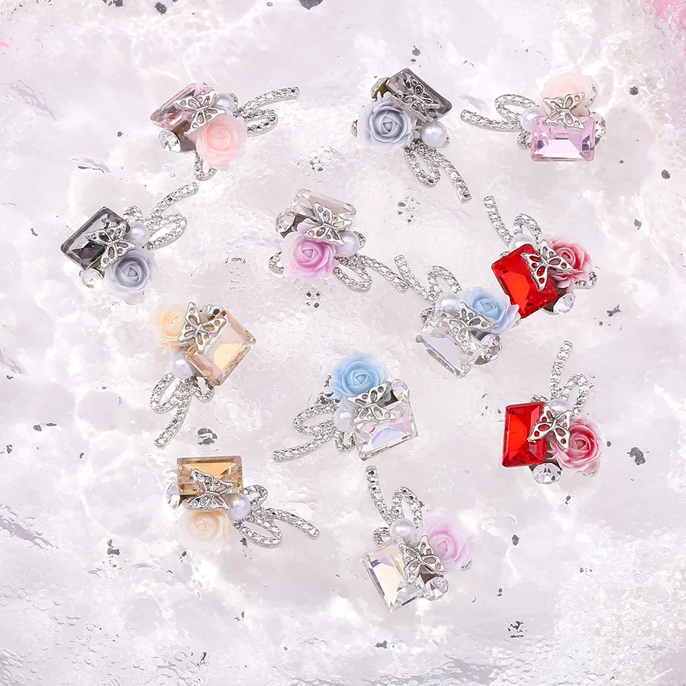 10 قطعة سبائك الحفر كاميليا فراشة مسمار ديكور سباركلي كومة الحفر العارية الماس مسمار الفن السحر DIY بها بنفسك صالون مانيكير لوازم