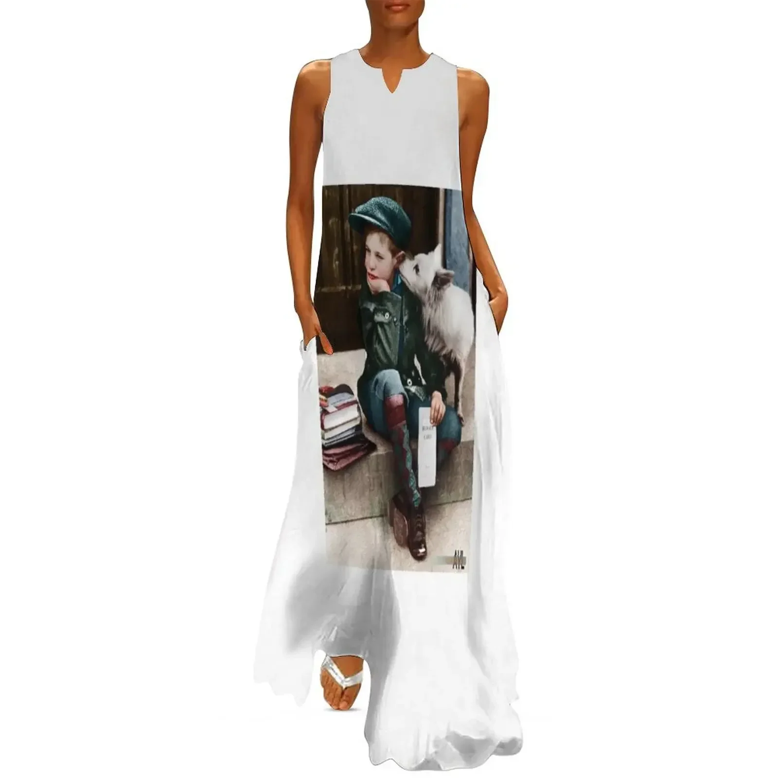 

A Report Card Colorized Side Street Scene Long Dress women evening dress birthday dress for women luxury 2025