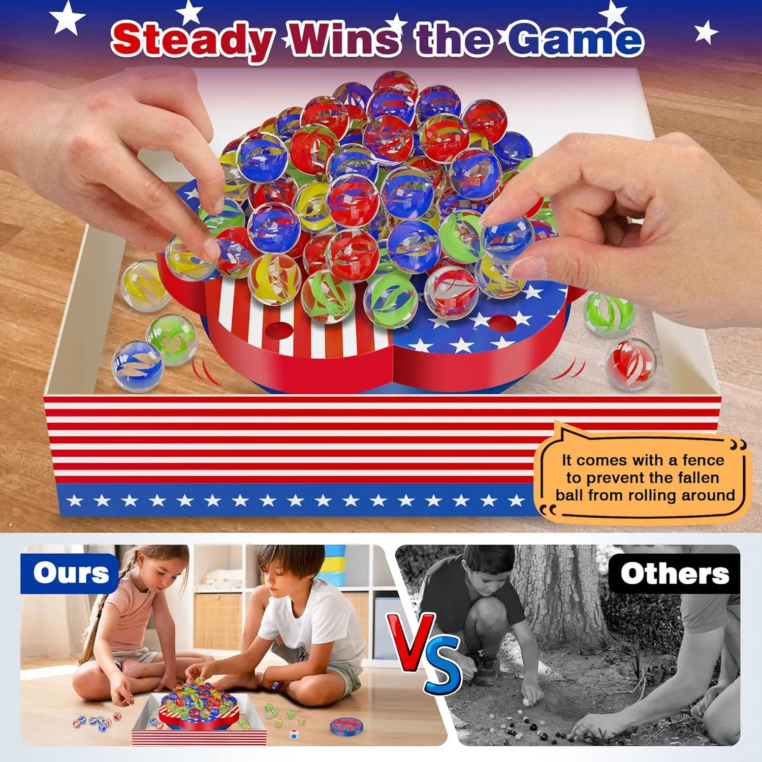 Juego de mármol Wobble Balance: 80 canicas de colores, dados, tablero de ajedrez, tocadiscos, cartas de desafío, divertido juego de mesa familiar para niños A