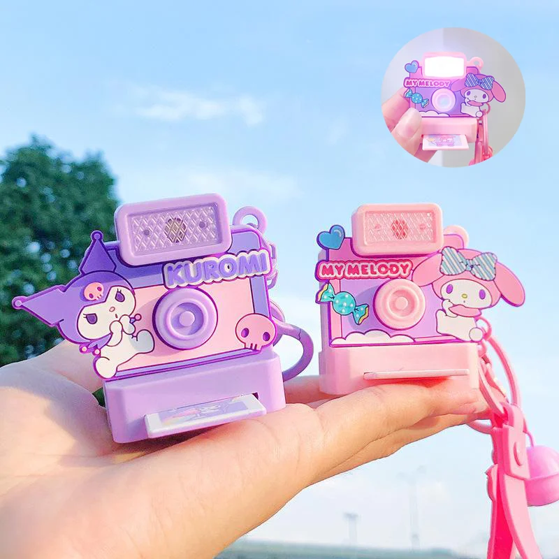 Sanrio Camera Keychain Hello Kitty Kuromi Cinnamoroll My Melody Pochacco Pom Pom Purin Creative Toy Pendant Car Keyring Gift