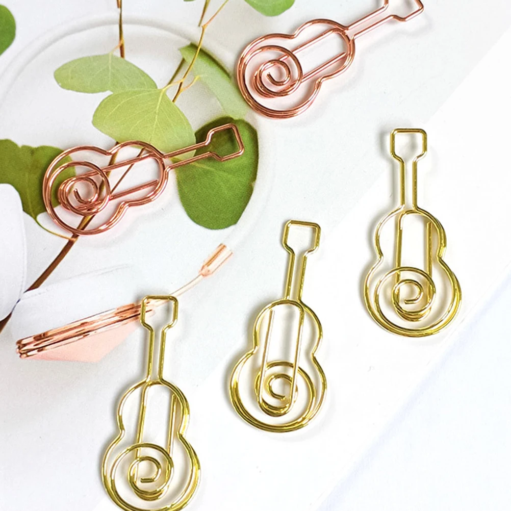 

40pcs Guitar Shaped Paper Colorful Metal Binder Clips Music Theme Office Supplies Document Organizer Mini Page for School