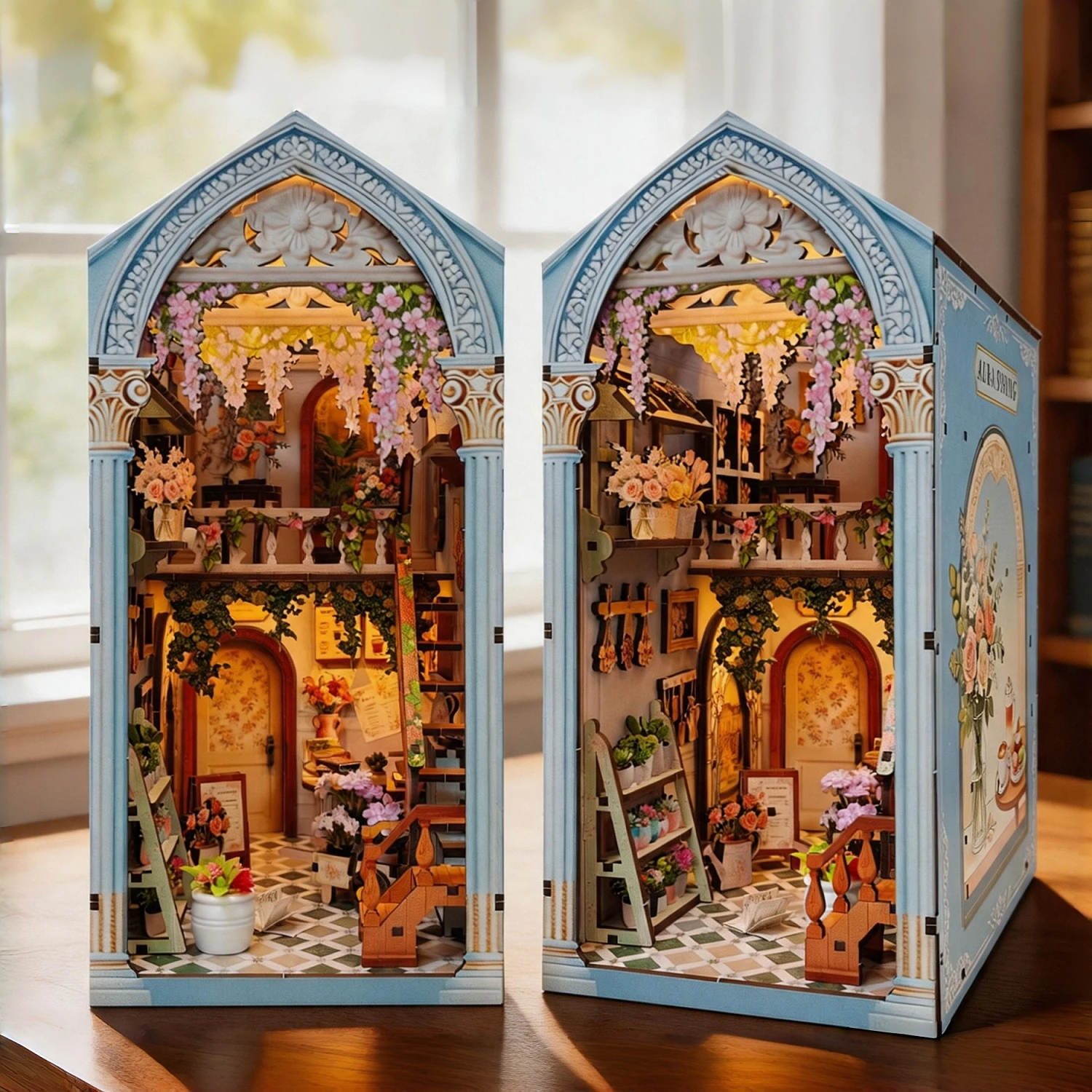 DIY Book Nook Flower Garden Cottage Wooden Miniature Dollhouse Handmade Assembly Model Kit Home Decor Birthday Gift For Adults
