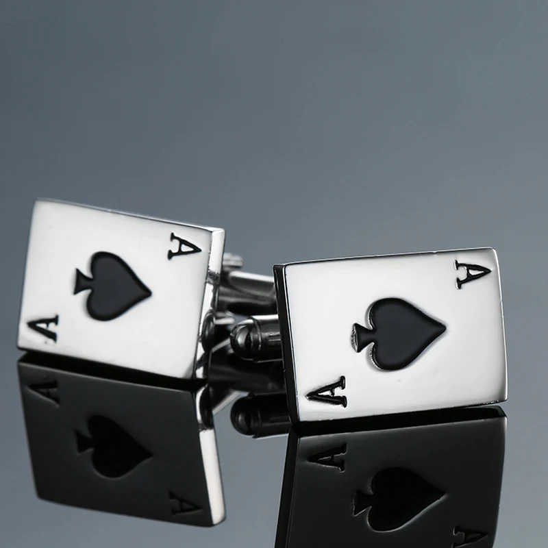 High quality Spades A cufflinks brand new fashion men's wedding French shirt brass material design, poker card cufflinks