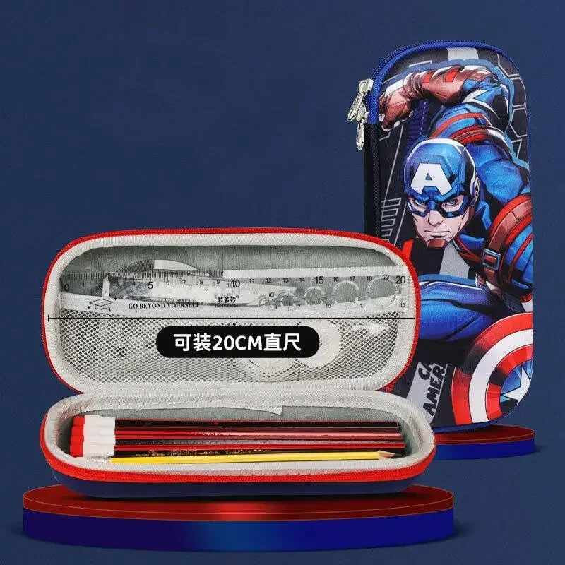 Marvel Spiderman Pencil Case Handsome Cartoon Iron Man Captain America High-capacity Bilayer Pencil Box School Supplies Gifts