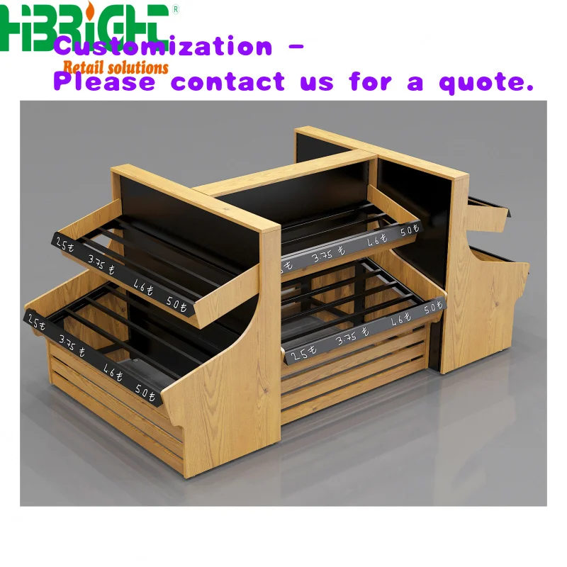 custom.Customized Wooden Display Red Wine Shelving Supermarket Fruit Vegetable Shelves Display Stand Rack