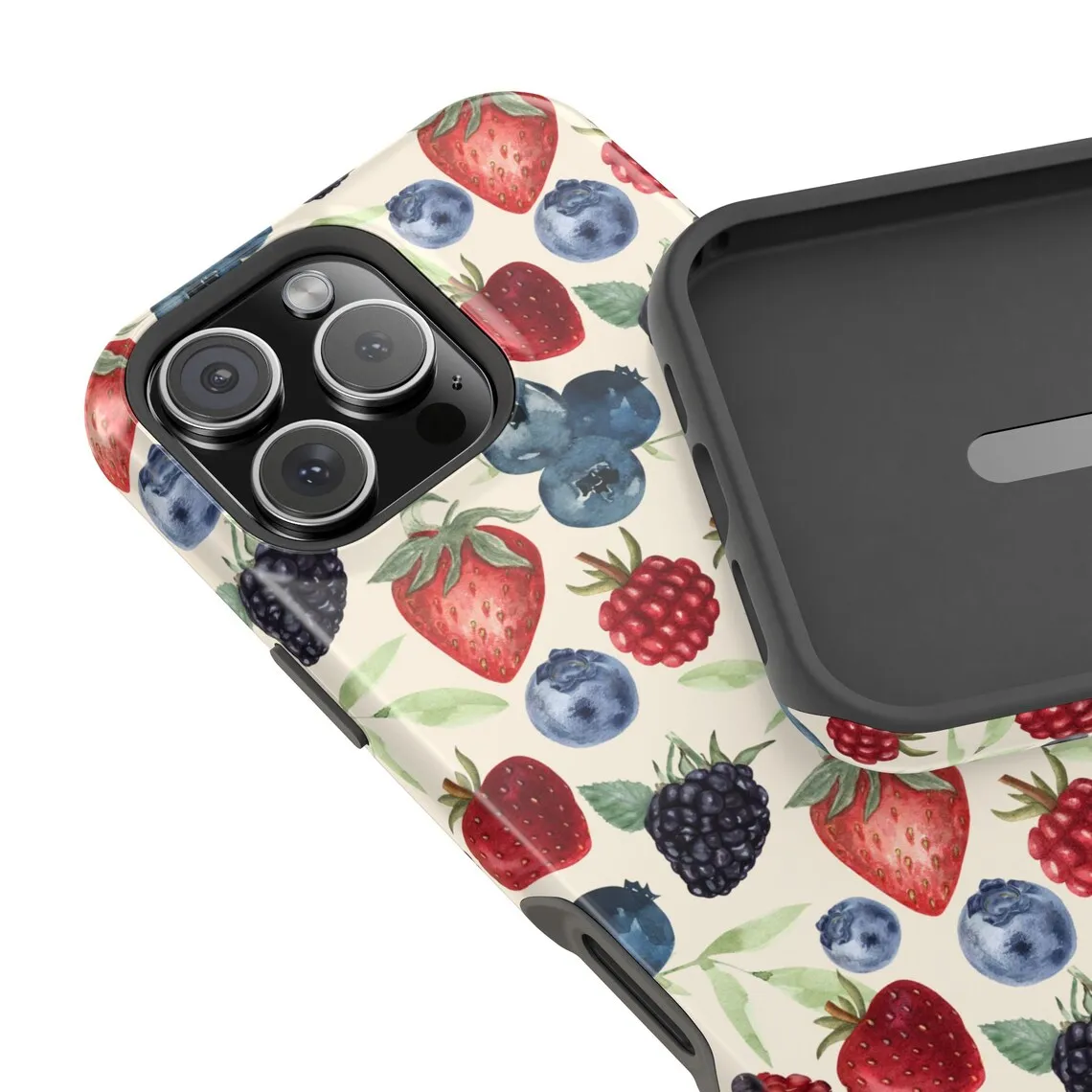 Rural Blueberry Luxury Design Phone Case for iPhone 17 16 15 14 13 12 11 7 8 Air Pro Max Plus Luxury Double-layer Back Cover