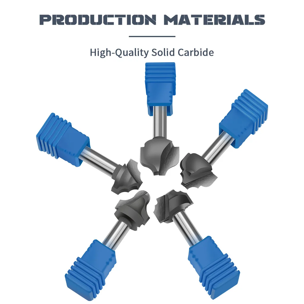 5Pcs/Lot 6x16MM- A,B,C,D,E Roman Ogee Router Bits Set V Engraving Solid Carbide CNC Chamfering Tools Woodworking Milling Cutter