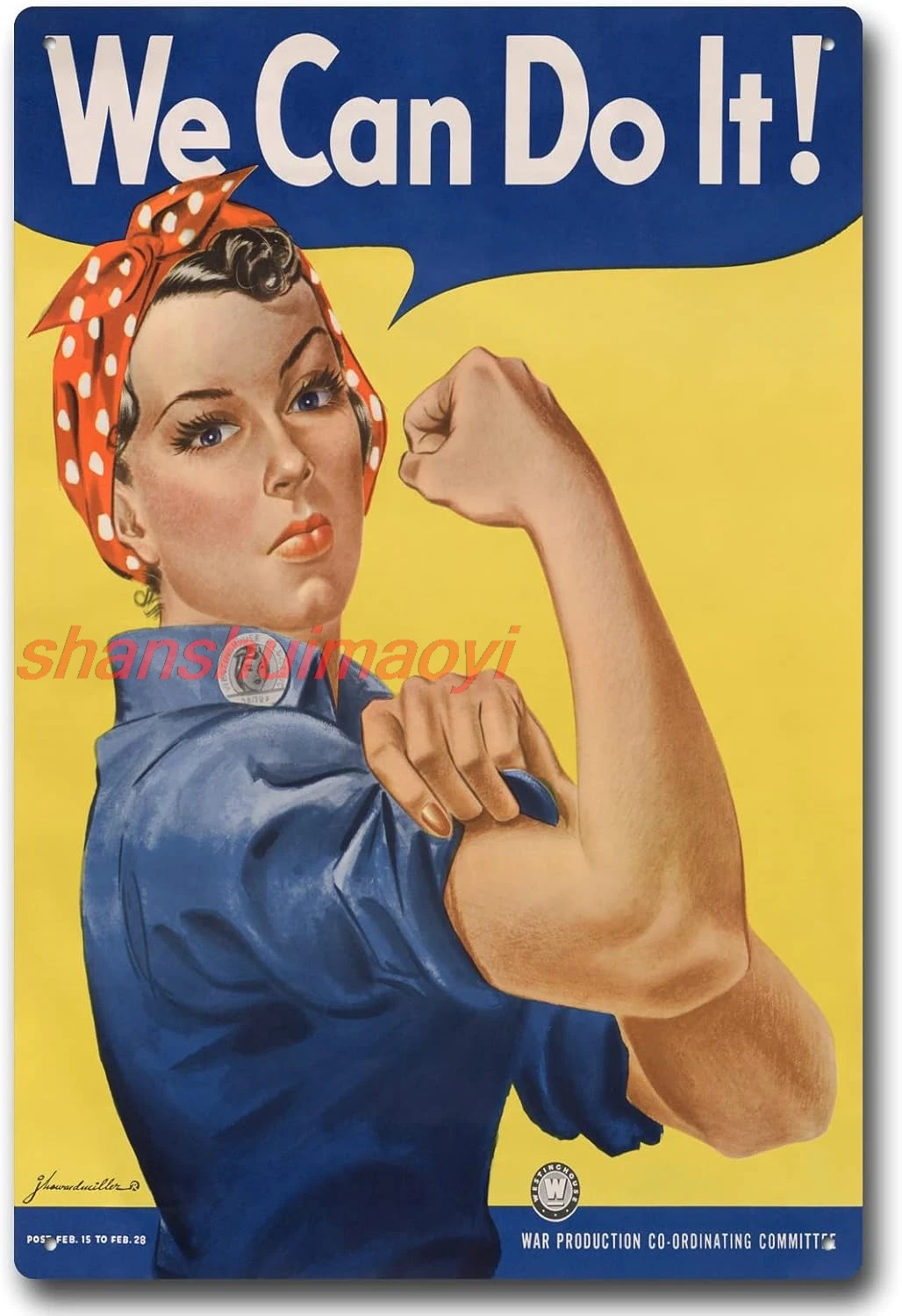 We Can Do It Tin Sign Feminism Inspire Metal Plaque Motivational Quote Rosie the Riveter for Home Bedroom Office 8x12 Inches