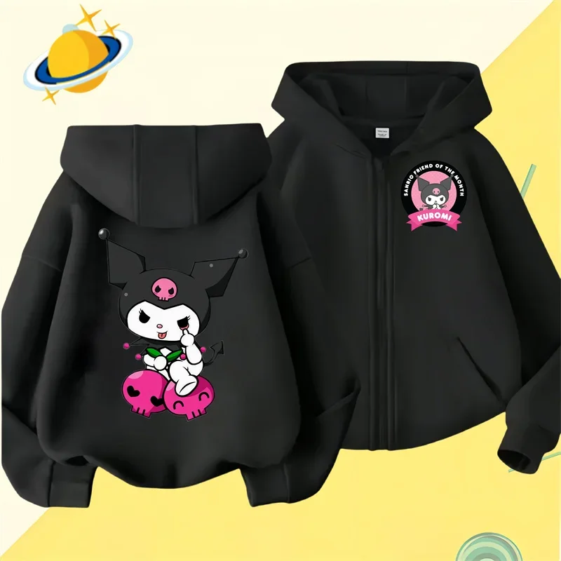 Kuromi Zipper Hoodies Girls Cinnamoroll Sweatshirt Autumn And Winter Long Sleeve Harajuku Pullovers Series Stich Casual Hooded