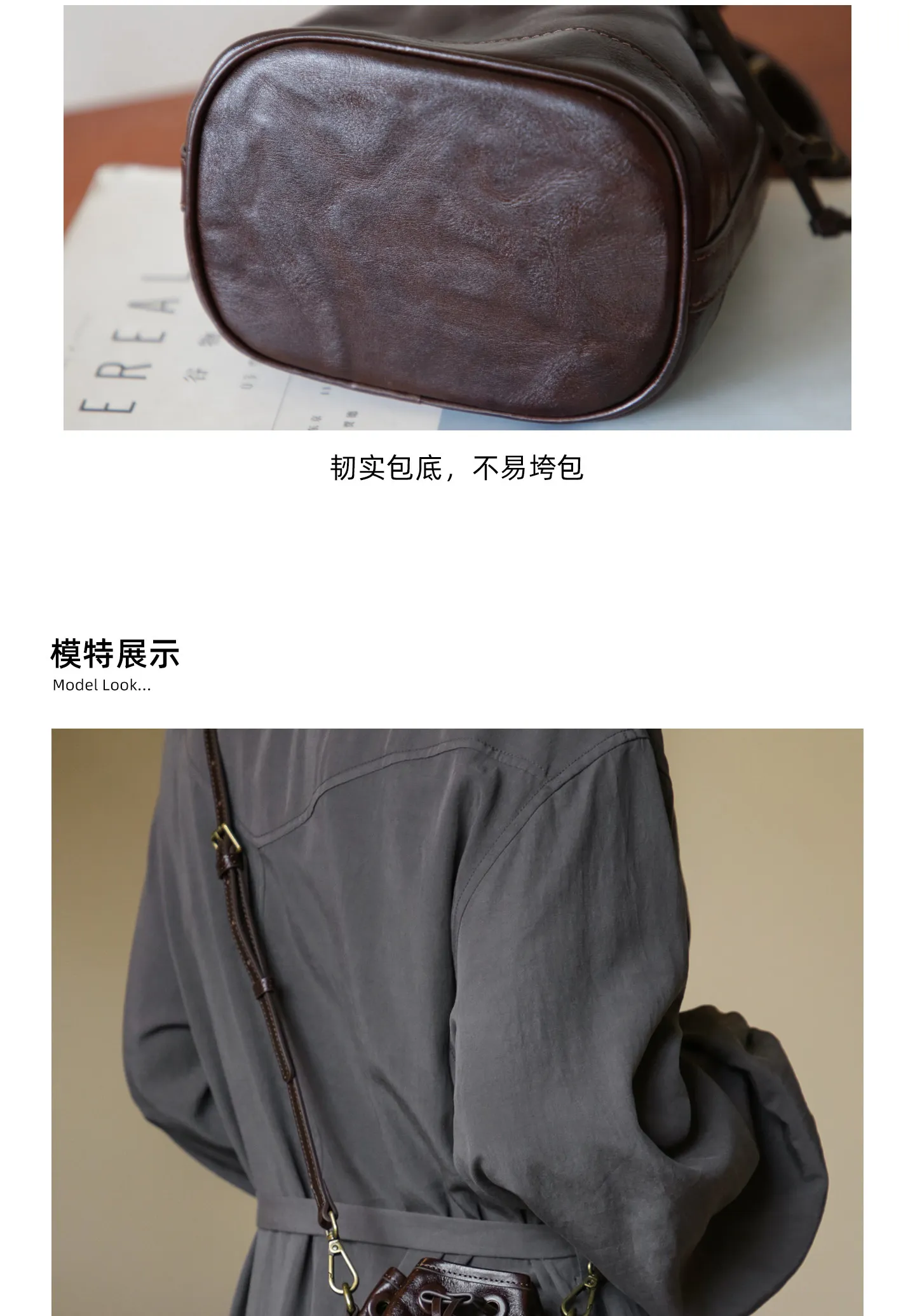 Handgefertigte Damenhandtasche aus pflanzlich gegerbtem Leder, lässige Designer-Umhängetasche aus echtem Leder, multifunktionale Schulter- und Crossbody-Tasche. – Detail 5