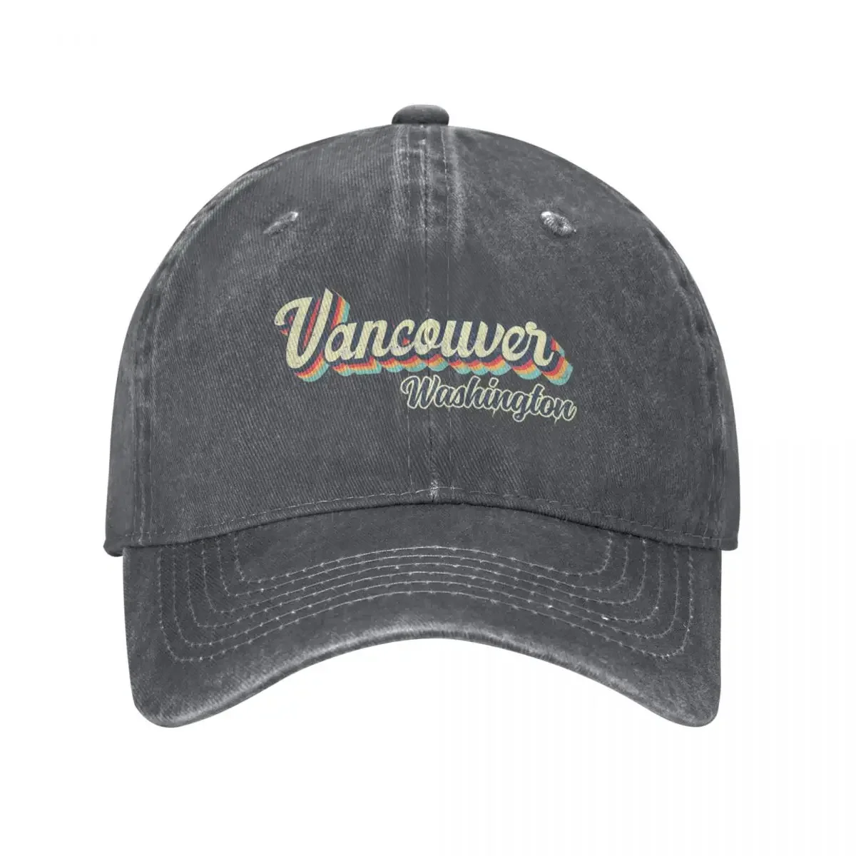 Vancouver city Washington Retro Vintage 70s rainbow Baseball Cap Christmas Hat Designer Hat Boy Women's