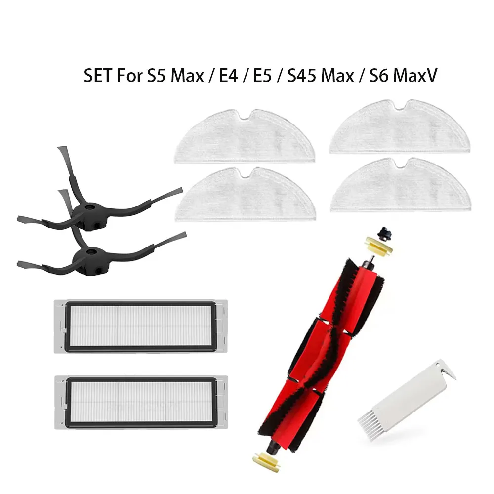 المجموعة الأصلية لـ Roborock S5 Max /E4 /E5/S45 Max /S6 MaxV فرشاة رئيسية قابلة للفصل مرشحات HEPA ملحقات فرشاة جانبية