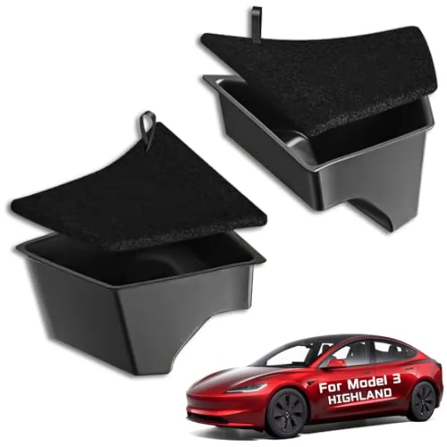 

2 шт. органайзер для багажника для Tesla Model 3 Highland, контейнеры для хранения багажника с ковровыми крышками, водонепроницаемые TPE, без запаха, задняя сторона хранения
