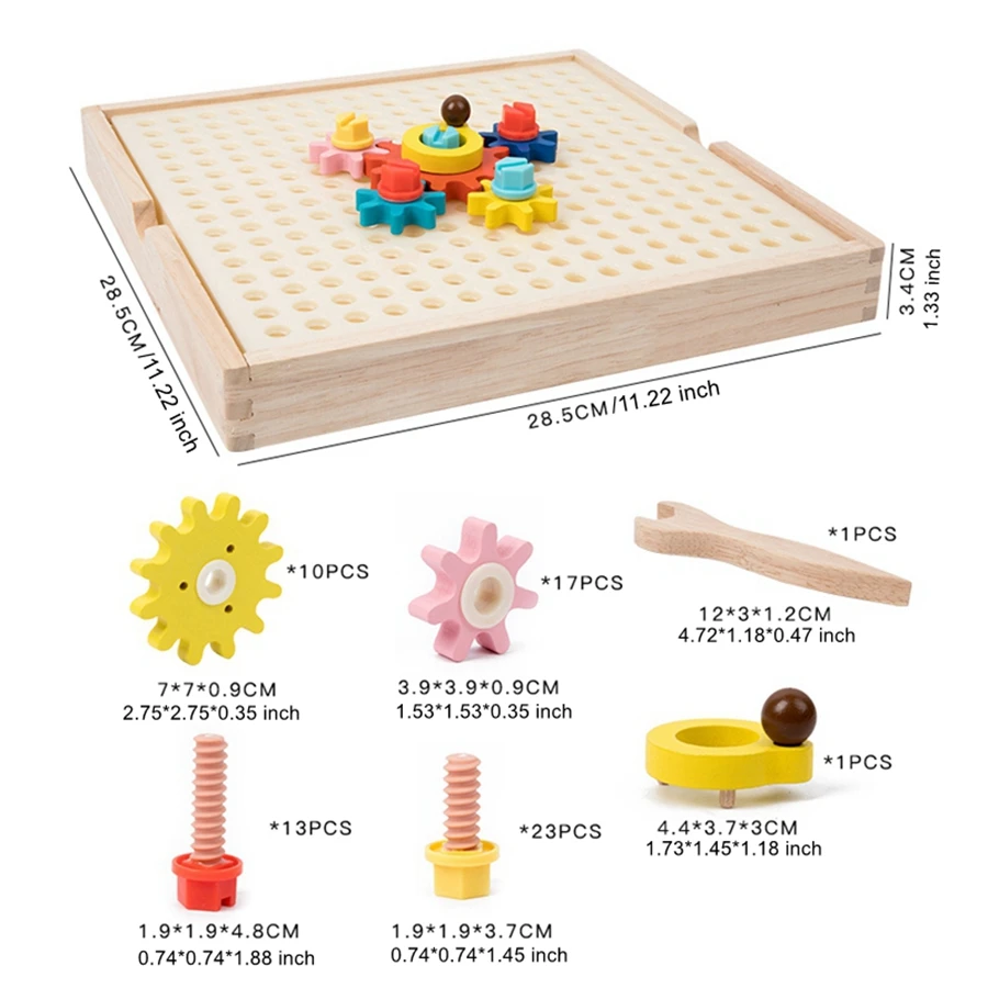 1 Juego de engranajes 3D de madera, Kits de construcción de modelos, bloques de ladrillo, juguetes educativos para niños, regalos, rompecabezas de ensamblaje a juego de colores