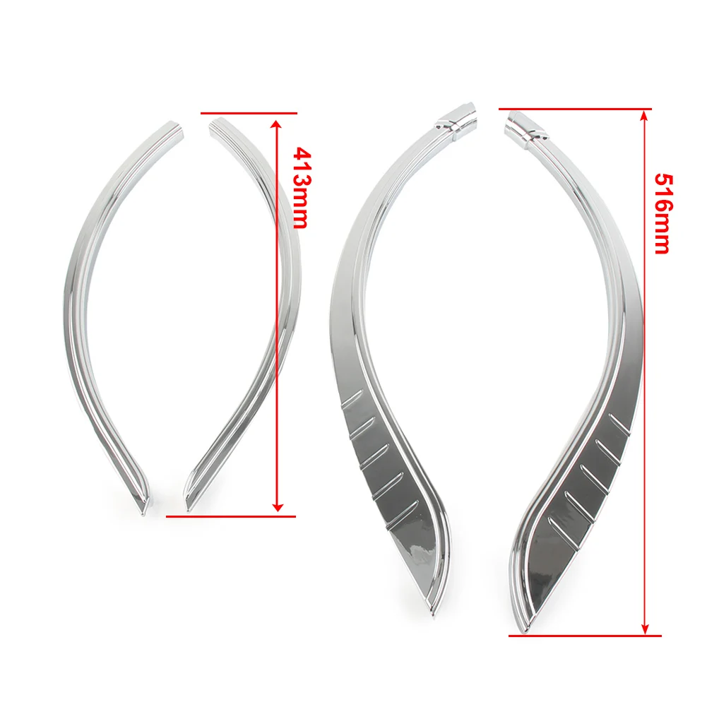 Motorcycle For Harley Tri-Glide Ultra FLHTCUTG 2009-2022 ABS Rear Fender Flares Skirts Trim Accent Decoration 4Pcs Chrome/Black