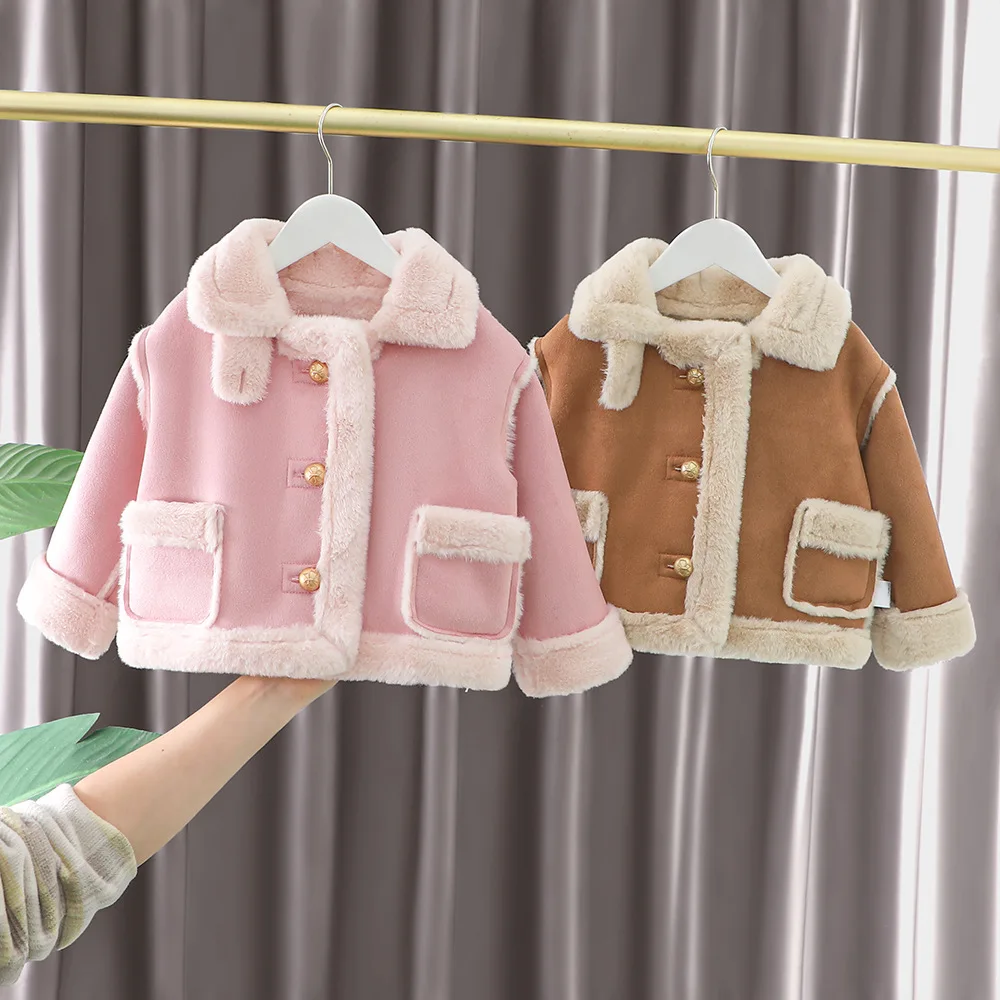 فتاة سميكة سترة الخريف الشتاء جديد المخملية معطف قصير نمط رشاقته الدفء معطف Kawaii ملابس الأطفال #1