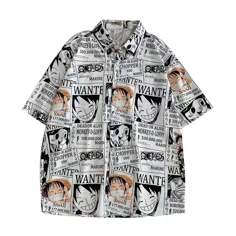 New ONE PIECE Luffy Shirts Summer Oversized Hawaiian Short Sleeve Shirt Anime Men Casual Beach Shirts Hip Hop Street Top Clothes