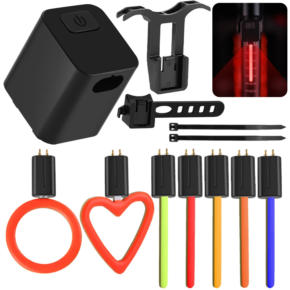 Bicycle Photon Drop Lamp Type-C Charging Bicycle Running Water Light 300mAh LED Bike Tail Light for Night Riding Cycling