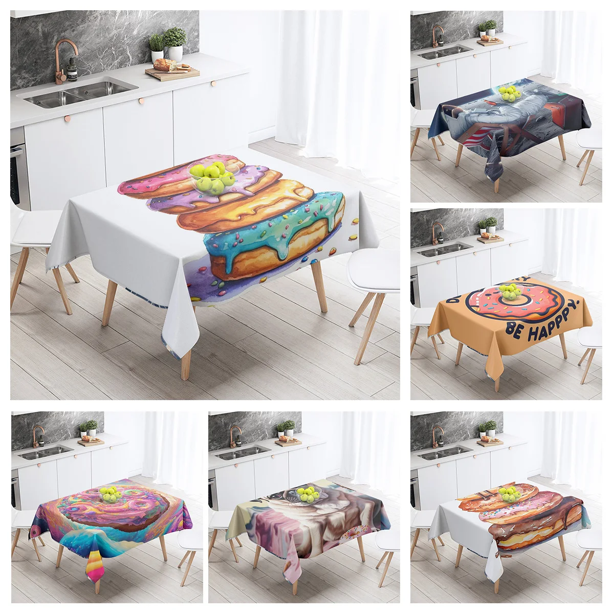 New Abstract Tea Tablecloth Waterproof and Oil-proof Dining Tablecloth Nordic Wind Bar Tablecloth Home Decoration