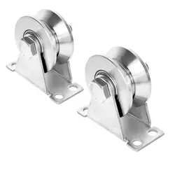 2 Pack 2 Inch V Groove Wheel Pulley 304 Stainless Steel Silent Pulley Block Heavy Duty Caster Wheels Sliding Gate Rollers