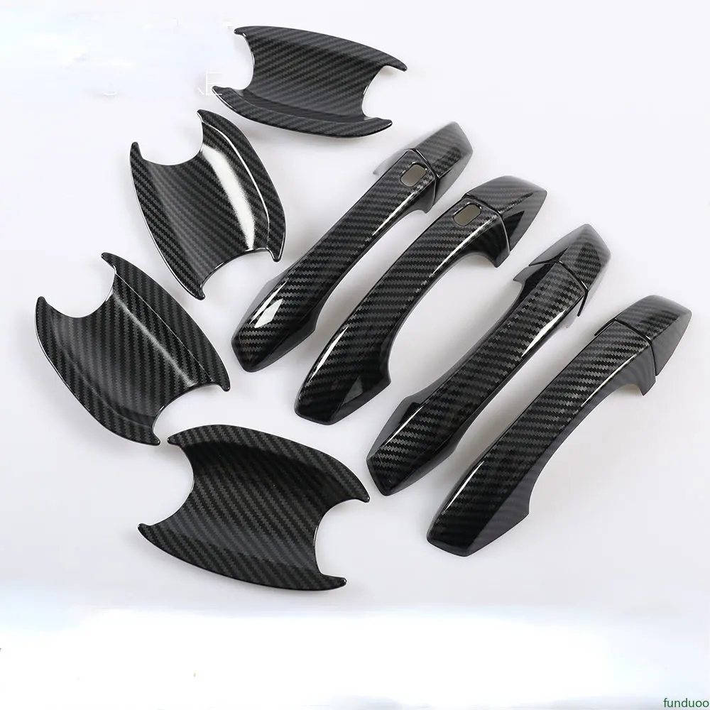 New Carbon Fiber Chrome Car Side Door Handle Cover Trim Sticker For Skoda Octavia A7 VW Golf 7 2014-2019 Styling Accessories