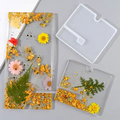 Molde de resina Epoxy de cristal DIY, soporte Simple para teléfono móvil, decoración, mesa columpio Universal Simple, molde de silicona