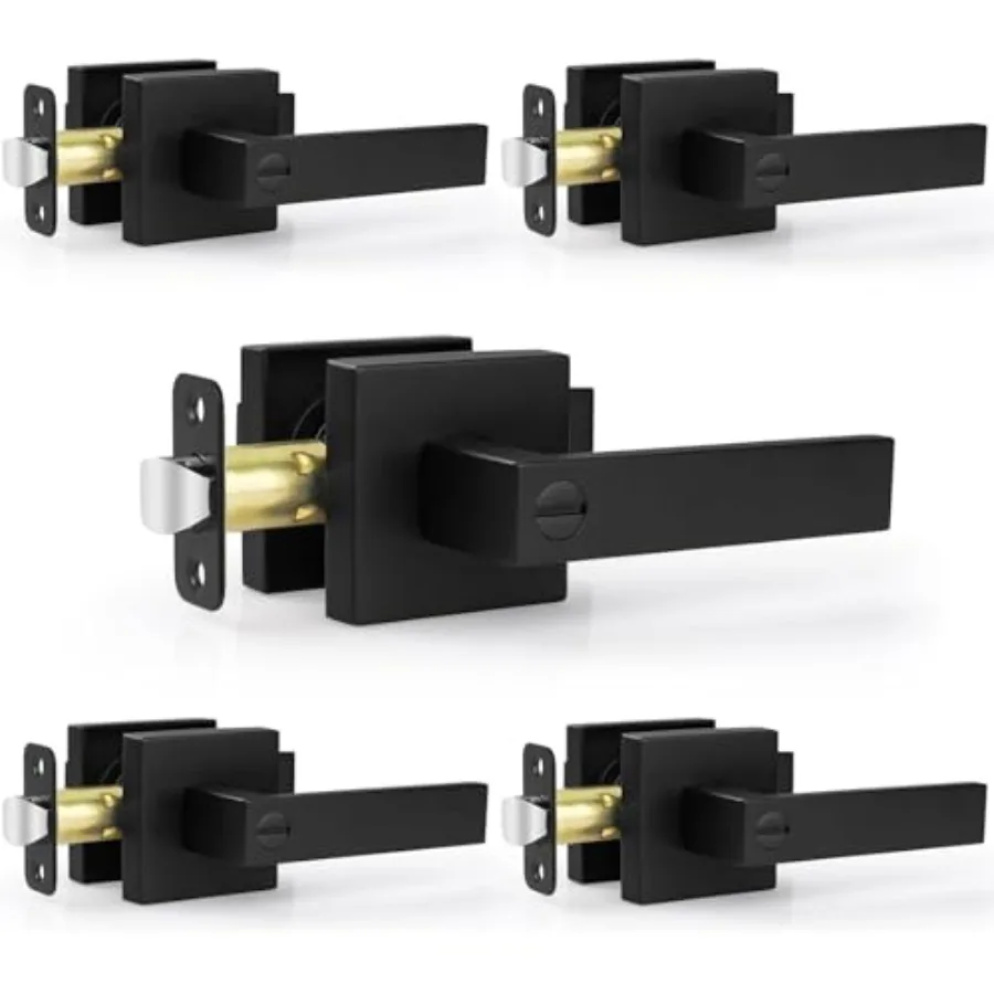 

Matte Black Door Handles Interior Door Knobs, Keyless Privacy Bedroom Door Lock, Heavy Duty Zinc Alloy Home Improvement Door Le