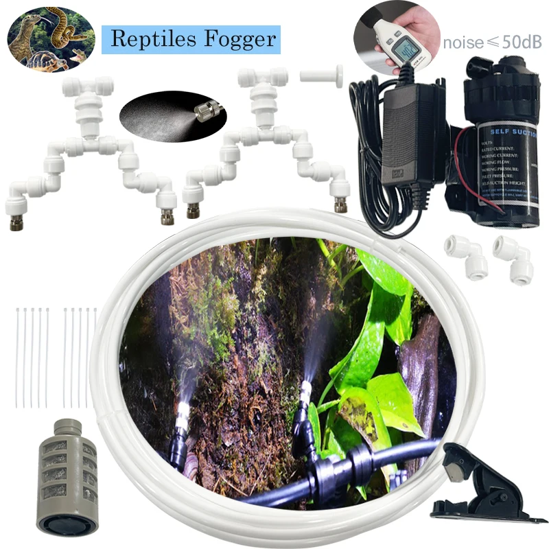 

Reptile Humidifiers Smart Misting System Mister Automatic Terrariums Fogger With 360°Adjustable Sprayer Nozzles For Rainforest