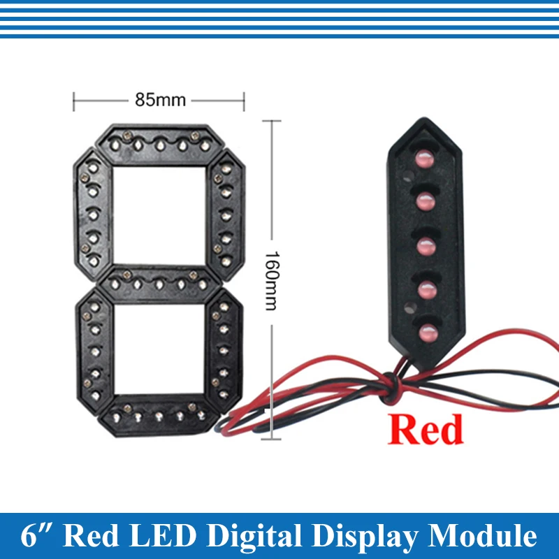 10 pz/lotto 6 "Colore Rosso Esterno 7 Sette Segmenti LED Modulo Numero Digitale per il Prezzo del Gas Modulo Display A LED