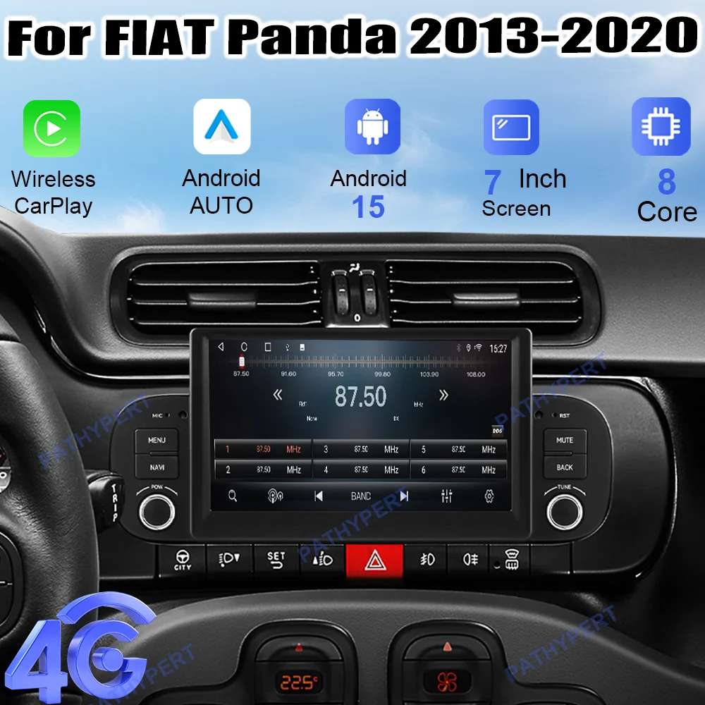 

Android 15 7" Wireless Carplay Screen For FIAT Panda 2013-2020 Car Multimedia Player Radio Audio Head Unit GPS Navigation 4G DSP