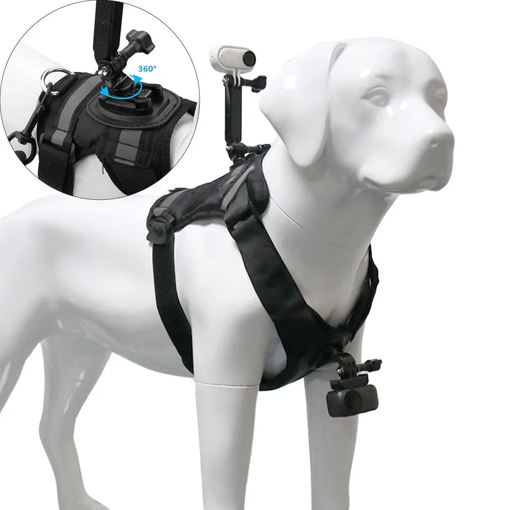 Dog Harness Mount For GoPro Osmo Action Insta360 Action Camera Pet Vest Chest Back View Bracket Adjustable Sports Accessory