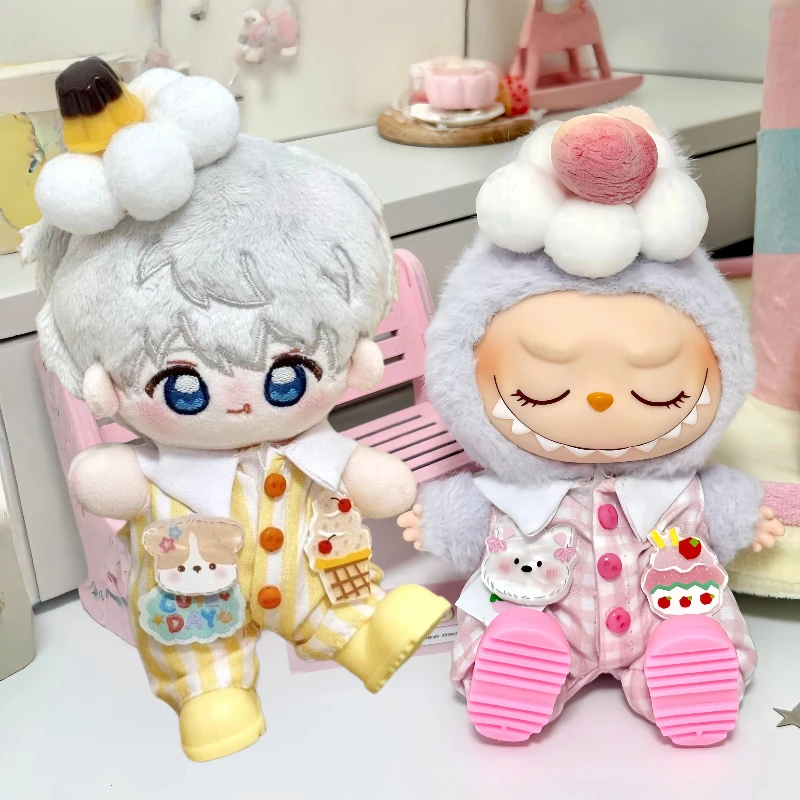 

For LABUBU 1 2 3 Generation For DIMOM Doll Clothes Cute Ice Cream Theme Jumpsuit Set Cartoon Flower Shaped Doll Accessories Gift
