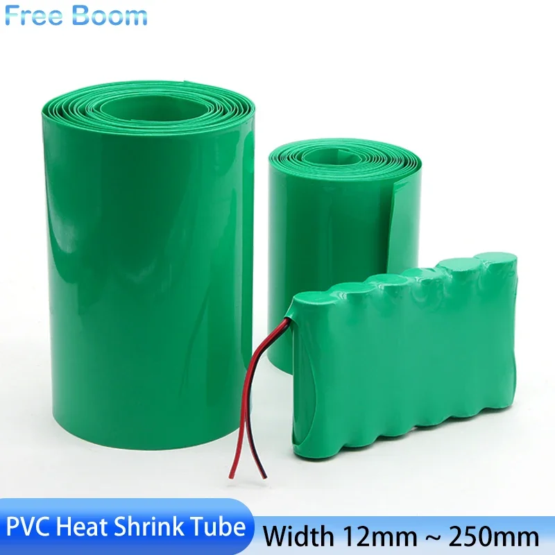 1 Meter Green 18650 Lipo Battery PVC Heat Shrink Tube Pack Width 12mm ~ 250mm Insulated Film Wrap lithium Case Cable Sleeve