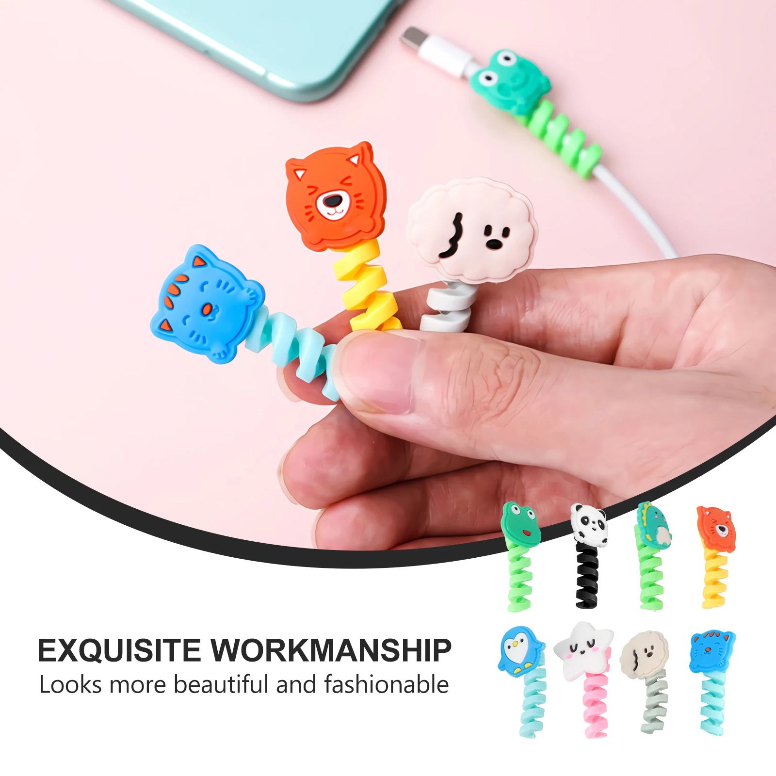 

8 Pcs Data Cable Protectors Heat Cold Resistant Silicone Wire Holders Organizers for Cords Phones Chargers Earphones