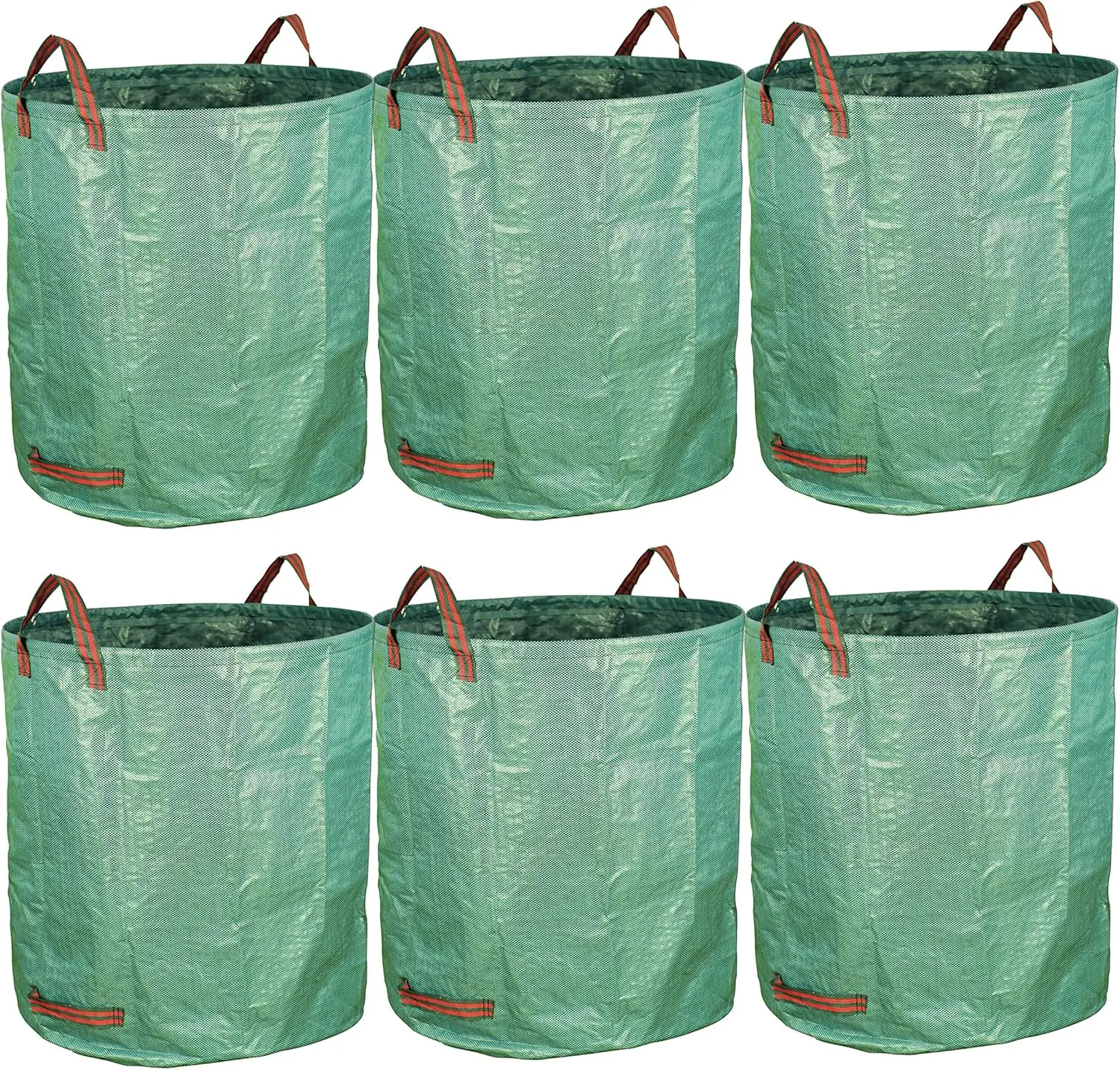 Sacos de resíduos de quintal de 72 galões de 6 pacotes, sacos de folhas de jardim dobráveis resistentes reutilizáveis com anel de plástico, resíduos de quintal de pé