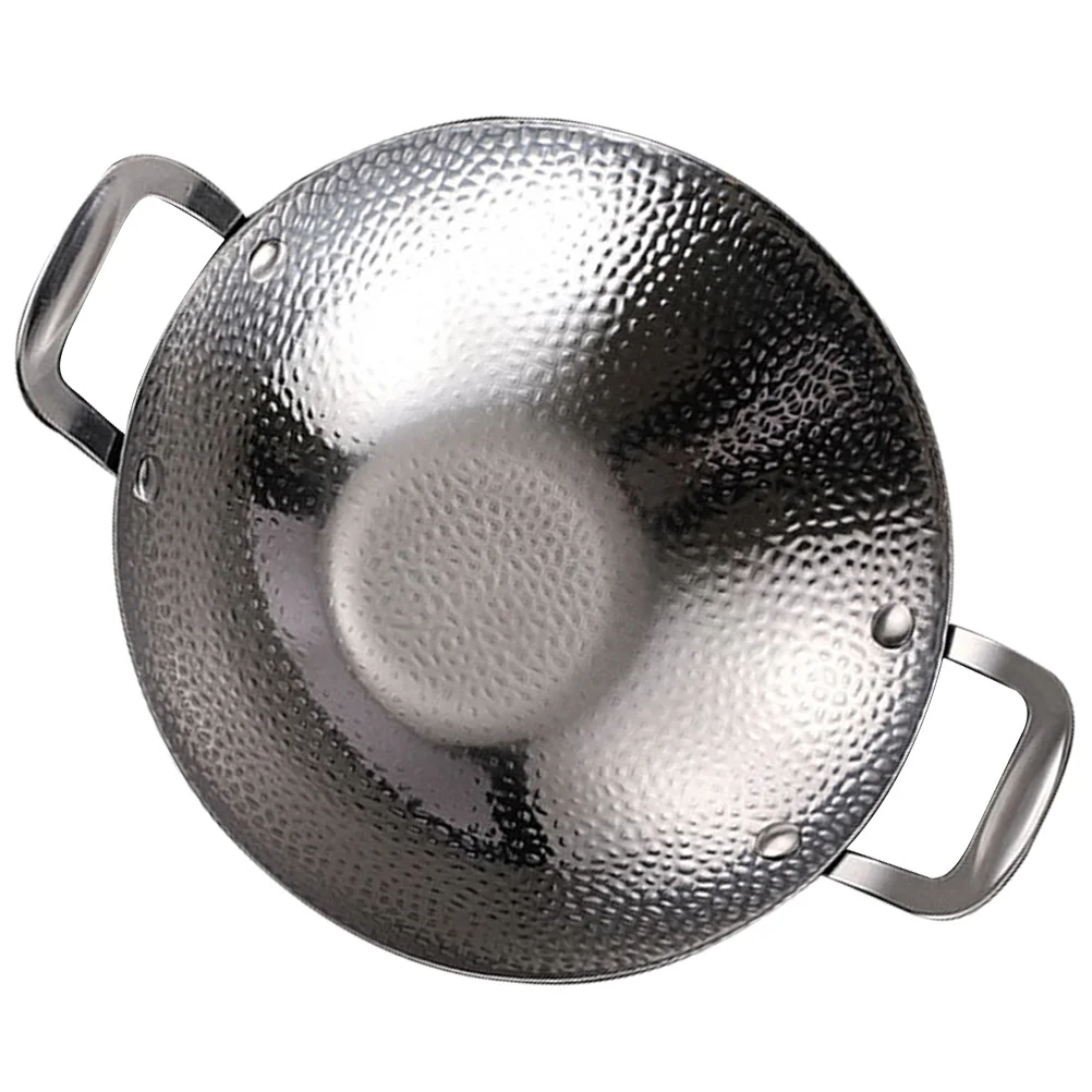 

Hammered Texture Stainless Steel Dry Pot Double Handle Cooking Pan for Home Restaurant Hot Pot Cooking Kitchen Supply Utensil