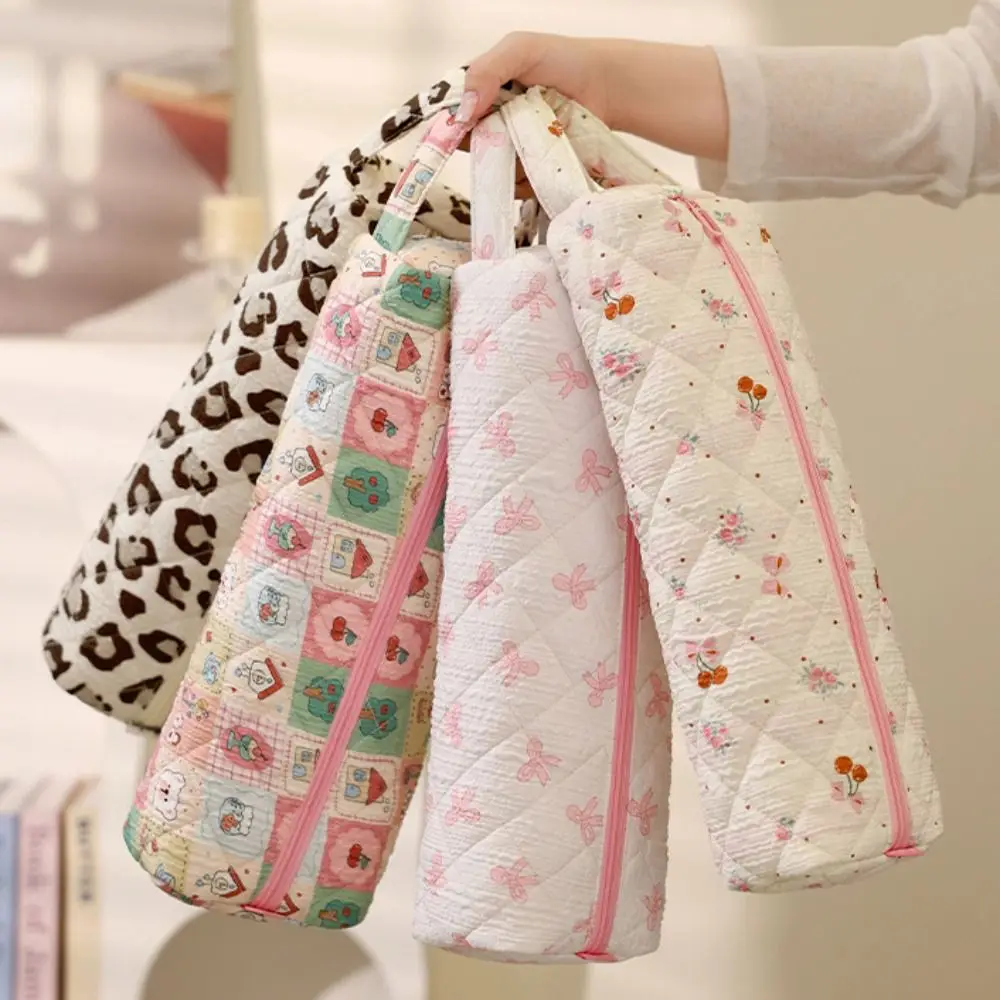 Sweet Hair Dryer Storage Bag Leopard Flower Pattern Curler Storage Bag Large Capacity Soft Material Cosmetic Bag