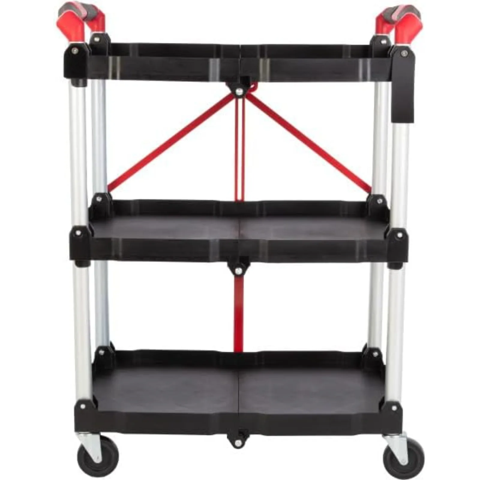 US Collapsible Cart - Portable and Lightweight Folding Service Cart with 50lb Capacity Per Shelf - Multi Use Foldable Cart with