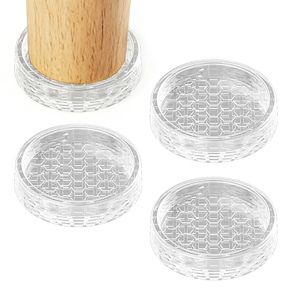 

4PCS 1.6" Non-Skid Furniture Caster Cups Transpareant Rubber Furniture Wheel Stoppers Silent to Protect Hardwood Floors