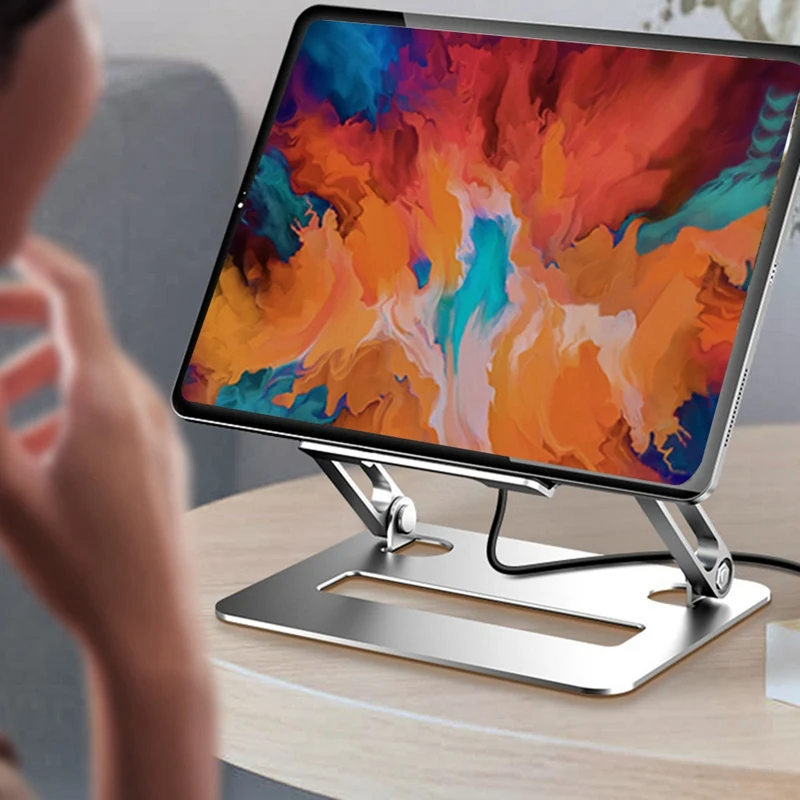 حامل من سبائك الألومنيوم للتابلت ، وسامسنج ، وشاومي ، وهواوي ، وإيوس ، وآيباد ، ولوحة تابلت ، ولابتوب-B ، سهل الاستخدام