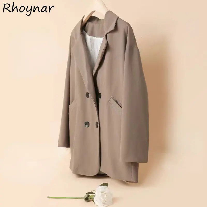 

Blazers Women Basic Loose Spring Office Lady Leisure Vintage British Style Gentle Temperament Chic Overcoats Mujer 2023 Daily