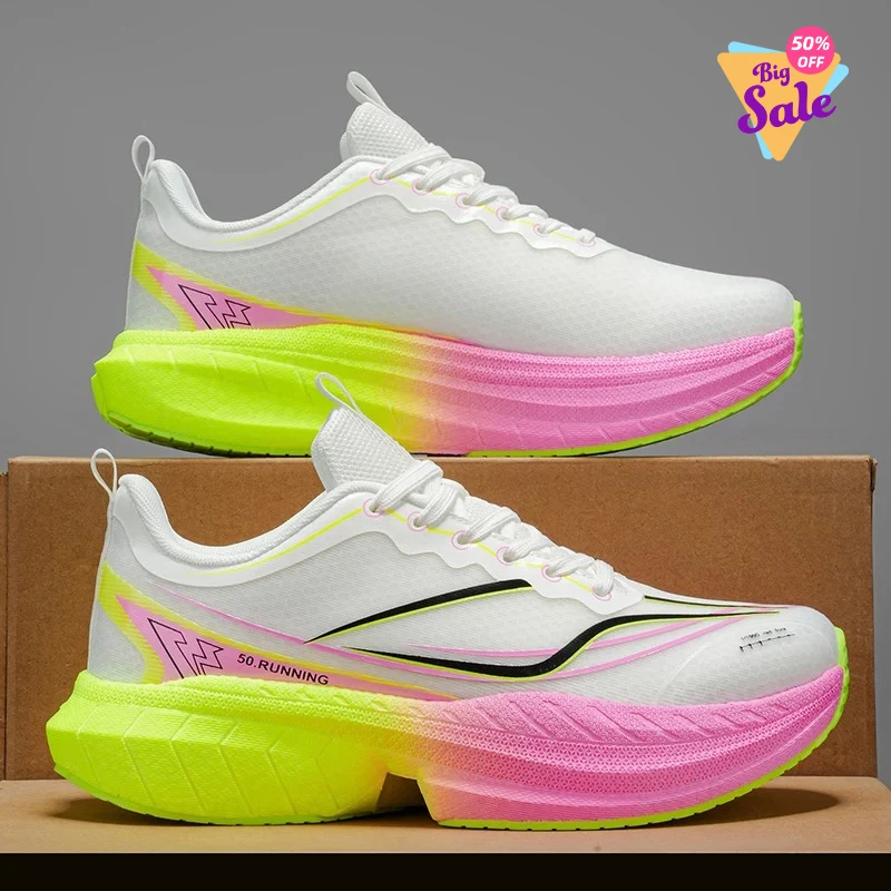 

Air Cushion Marathon Carbon Plate Men Sports Running Shoes Breathable Lightweight Women's Comfortable Athletic Nonskid Sneakers