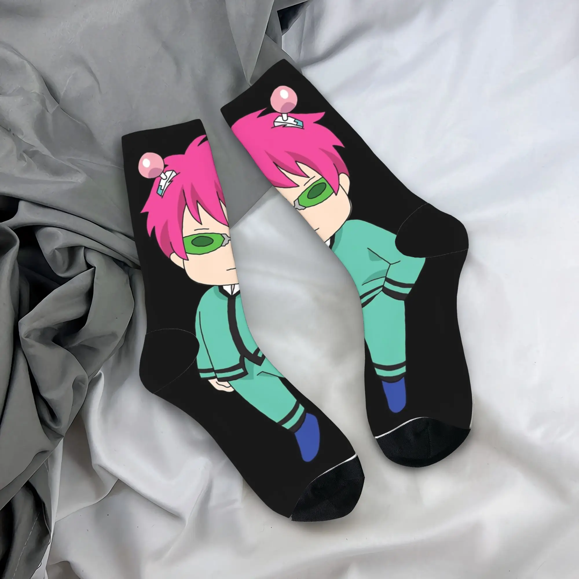 Autumn Winter Colorful Unisex Saiki K Chibi Saiki Kusuo Socks  Sweat Absorbing Skateboard Socks