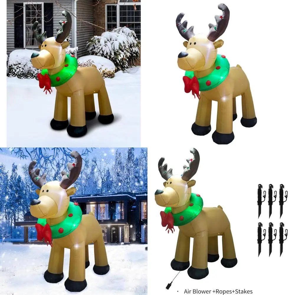 

8-Foot Lighted Christmas Reindeer Inflatable Outdoor and Indoor Yard Lawn Decoration