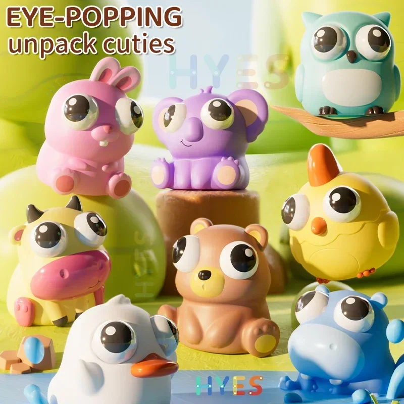 Pop Eye Squeeze Cartoon Animal Sensory Toys Fun Novetly Fidget Stress Relief Anxiety Eyeball Bouncing Toy Gifts For Kids Adults