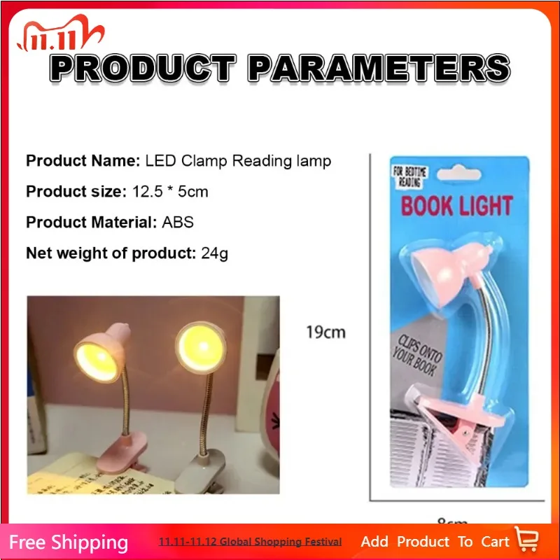 

1Pcs Portable Eye-Friendly Reading Lamp - Warm & Bright Clip-On Light with Long-lasting Battery for Books and Desks Book Lamp