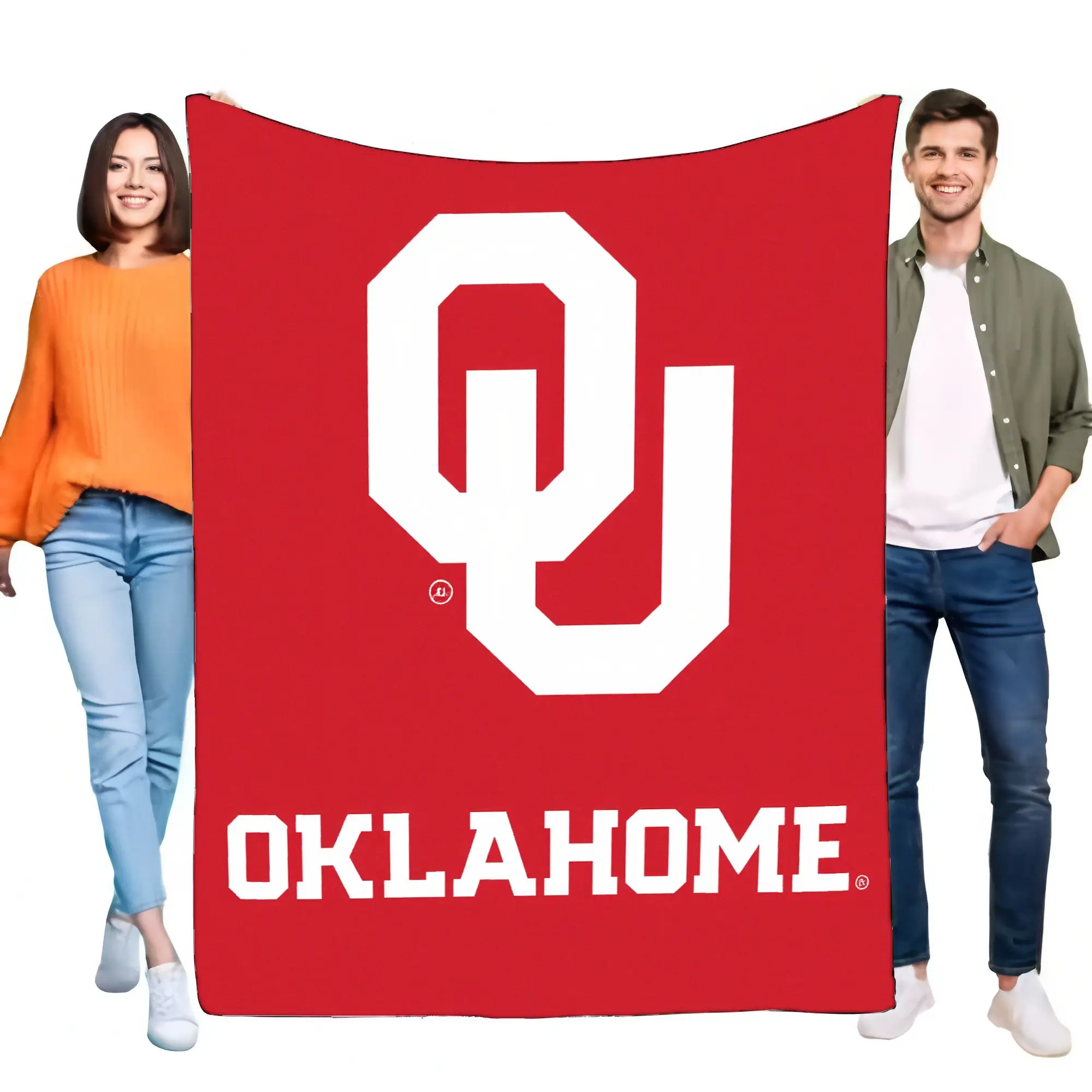 Ou Oklahome Coperta Rettangolare Rossa Morbida E Accogliente, Perfetta Per La Decorazione Domestica, Campeggio, Picnic, Festa, Regalo, Coperta Per Gli Appassionati All'aperto-image